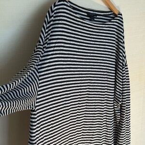 AllSaints Black & White Striped Long Sleeve Top Size Large